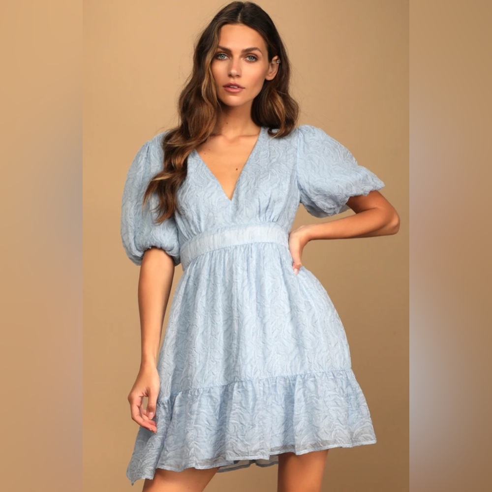 Lulu's Blue Ruffled Organza Dress